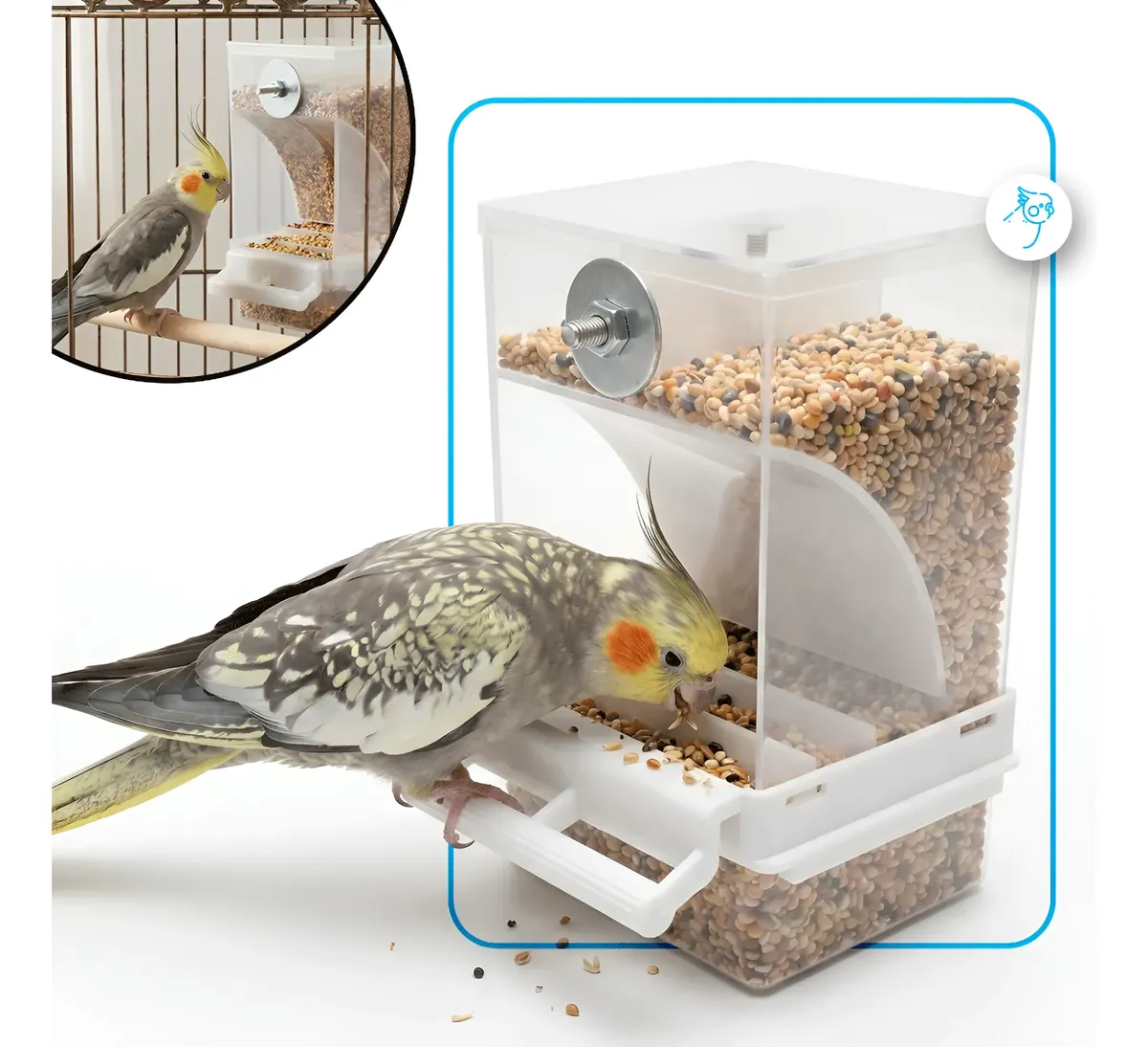 Comedouro por gravidade — 270 g, branco/transparente — Genérico comedouro gravidade branco/transparente, 270 g