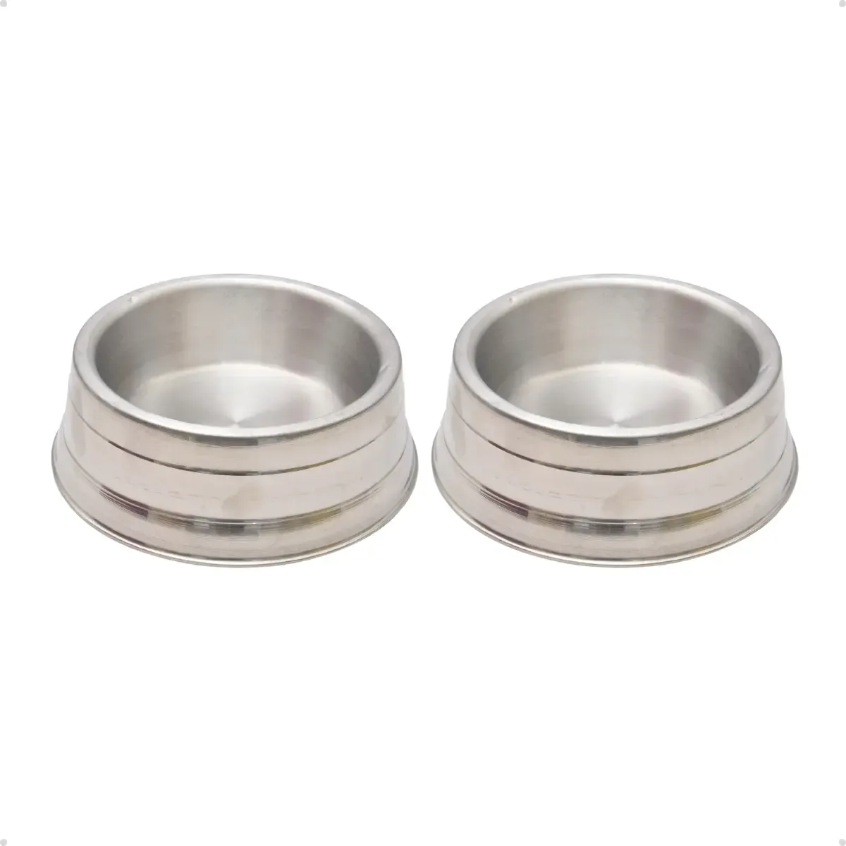 Petliz — Kit de dois comedouros, tamanho PP — prateado