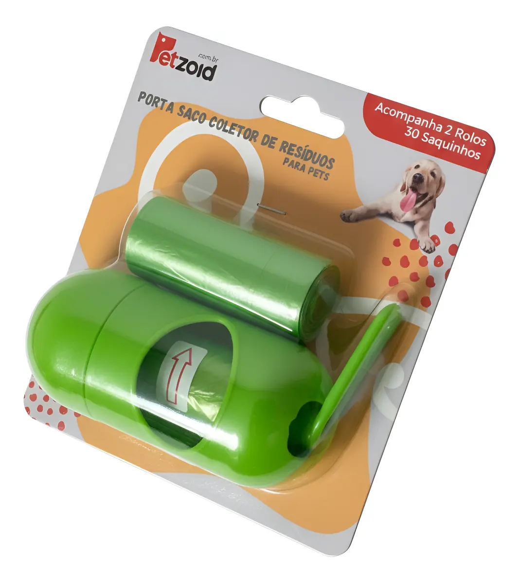 Petzoid — kit porta-saquinhos — Verde-claro; 1 dispenser + 2 rolos / 30 sacos
