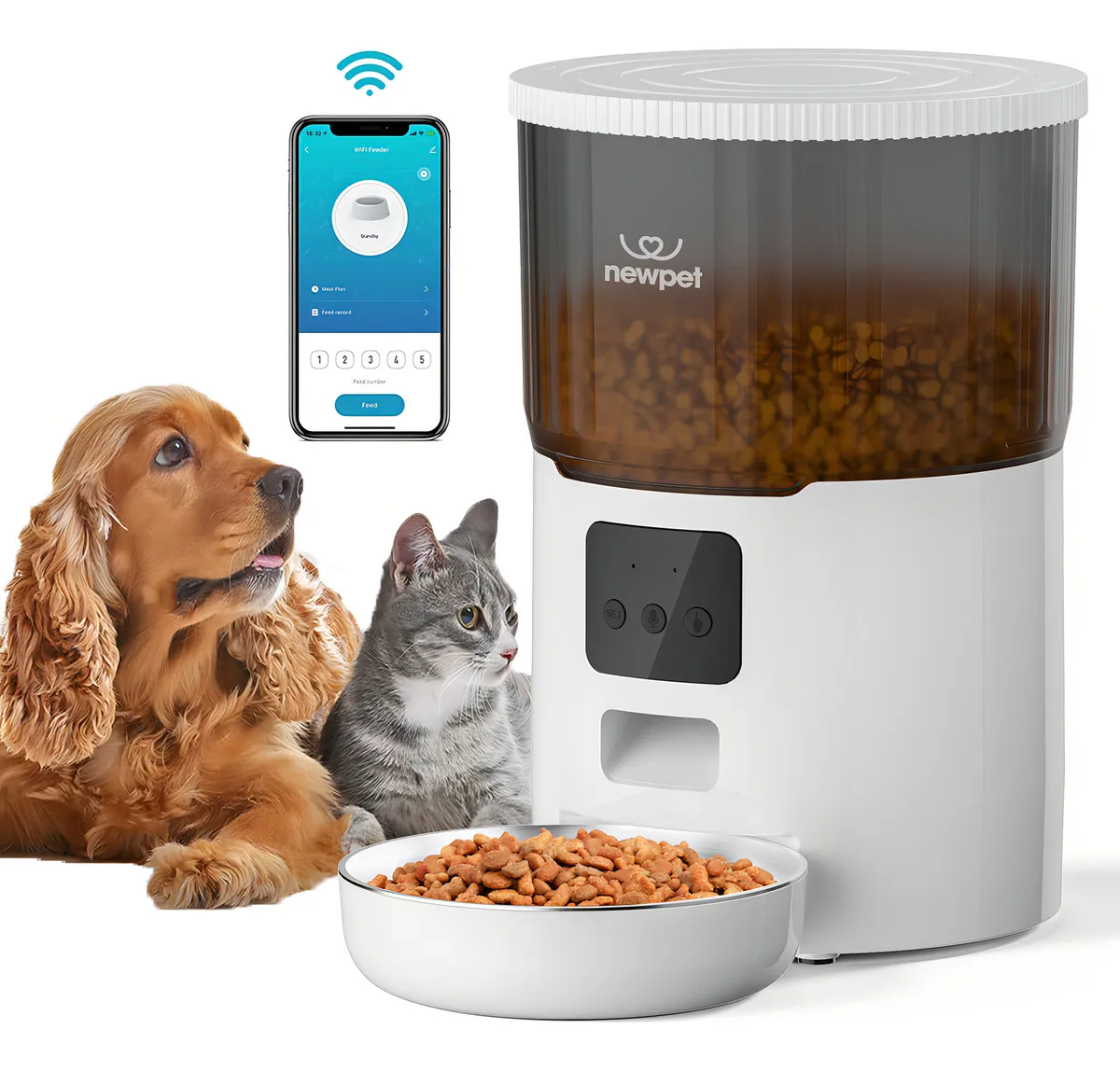 NewPet — comedouro automático Wi-Fi 4 L — Branco127/220V; sem pilhasD incluídas