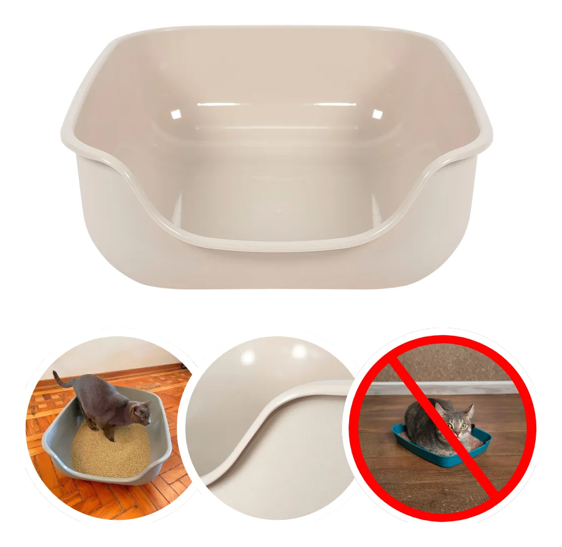 Pet Games Caixona — bandeja sanitária — Bege; bandeja aberta grande; sem pá